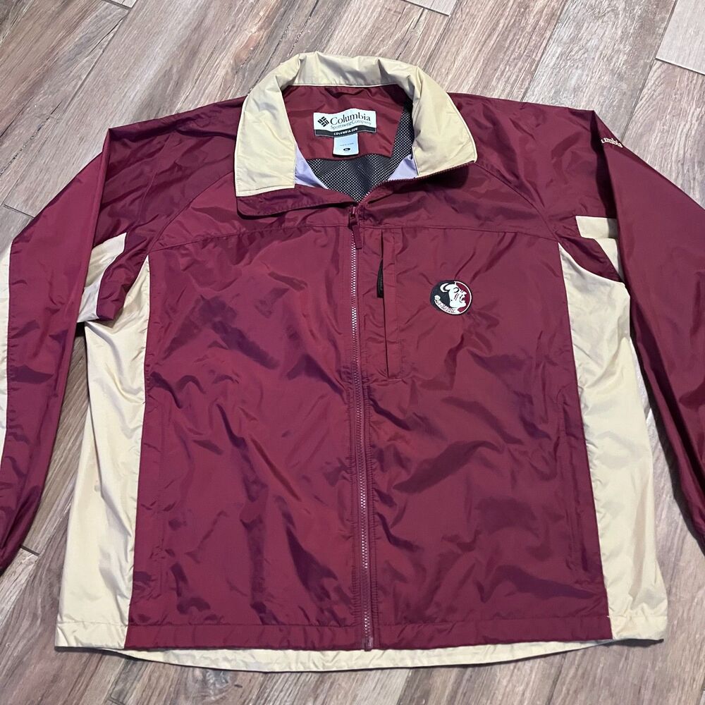 FSU Florida State University Vintage Columbia Windbreaker Hooded Logo Zipper XL